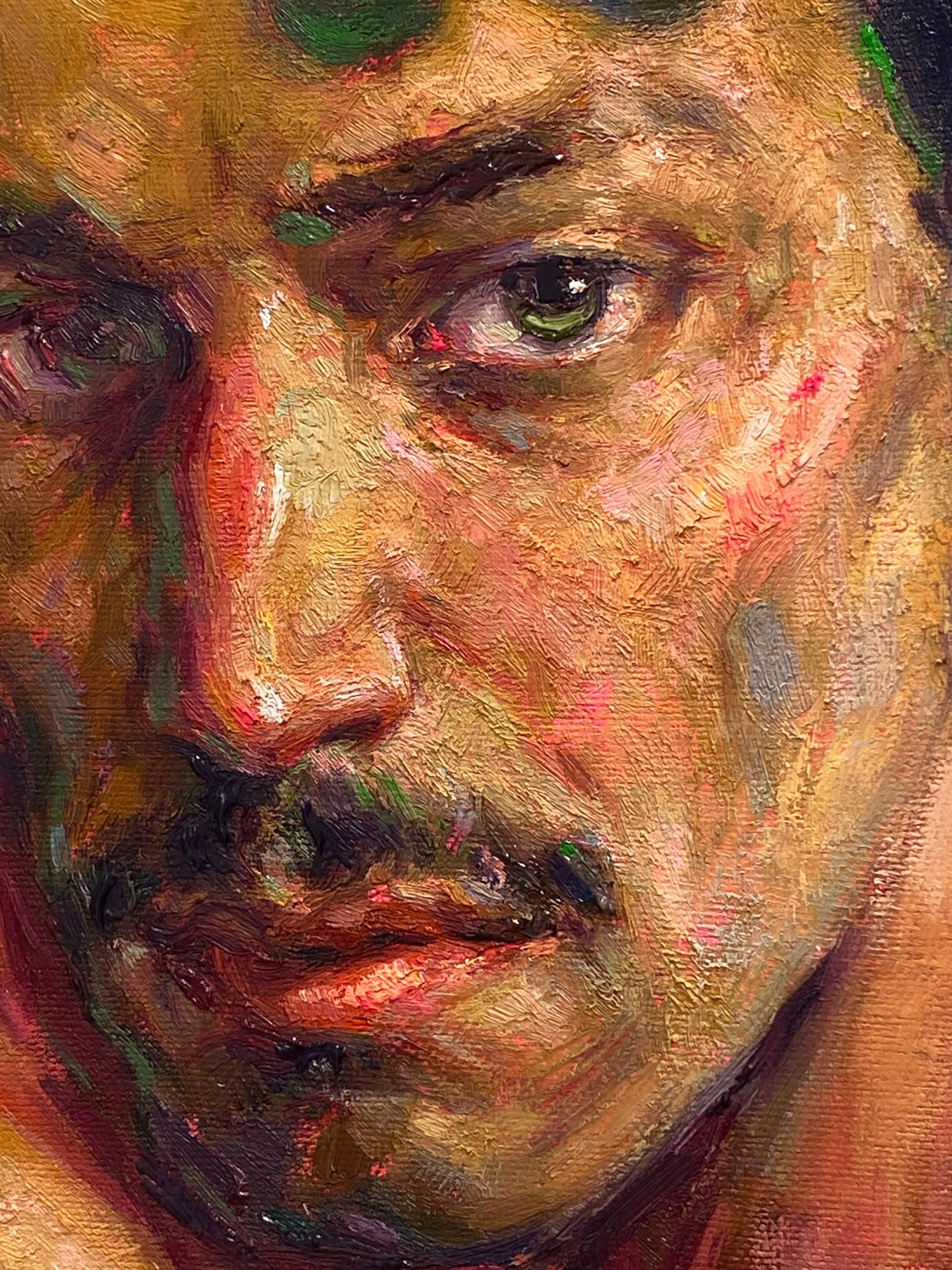 Terciopelo rojo - Retrato contemporáneo del siglo XXI - Figurative Painting Marrón de Tania Rivilis