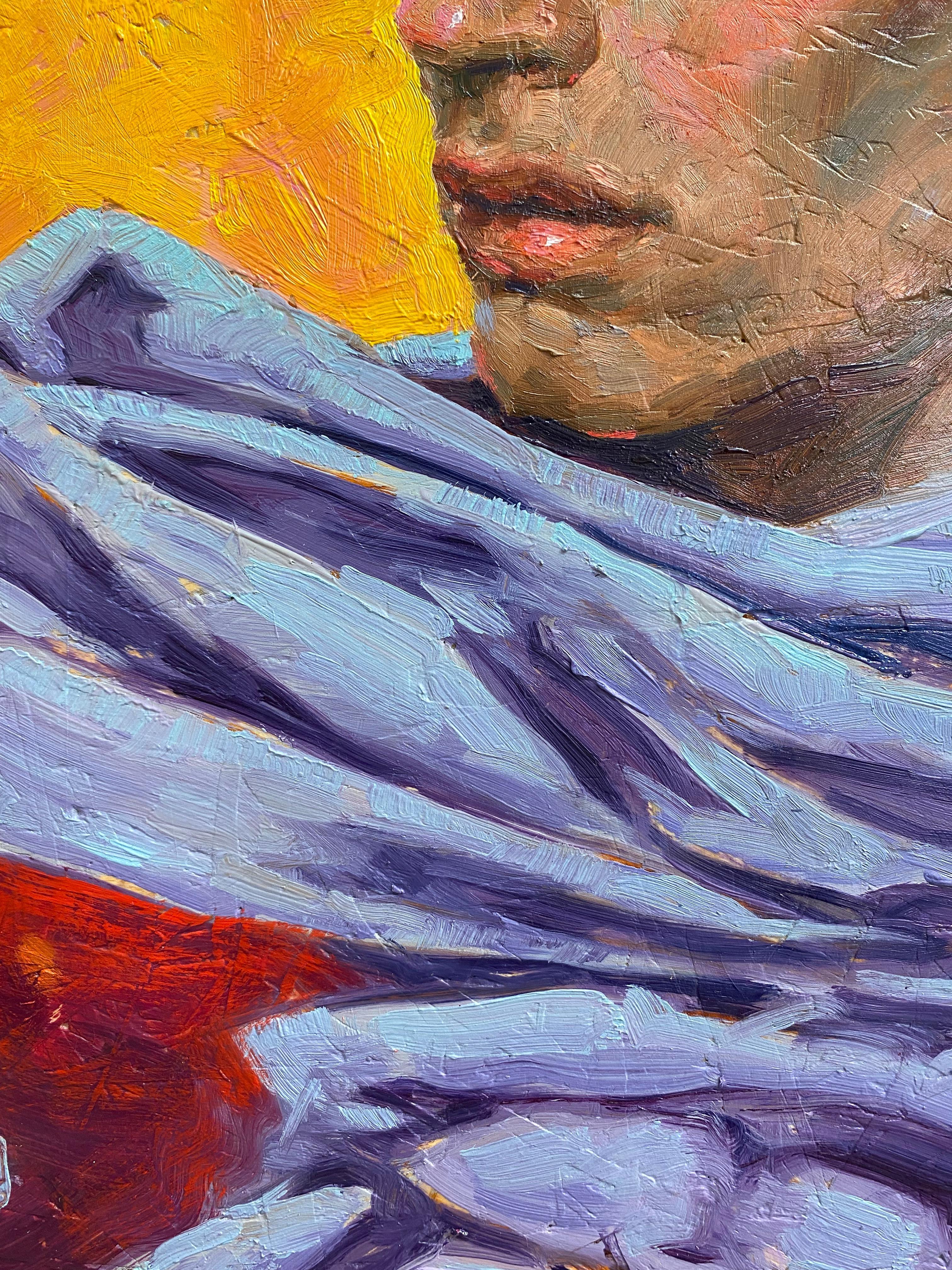 Avvolto dalle aspettative - Ritratto del XXI secolo in pittura contemporanea - Portrait Painting Nero di Tania Rivilis