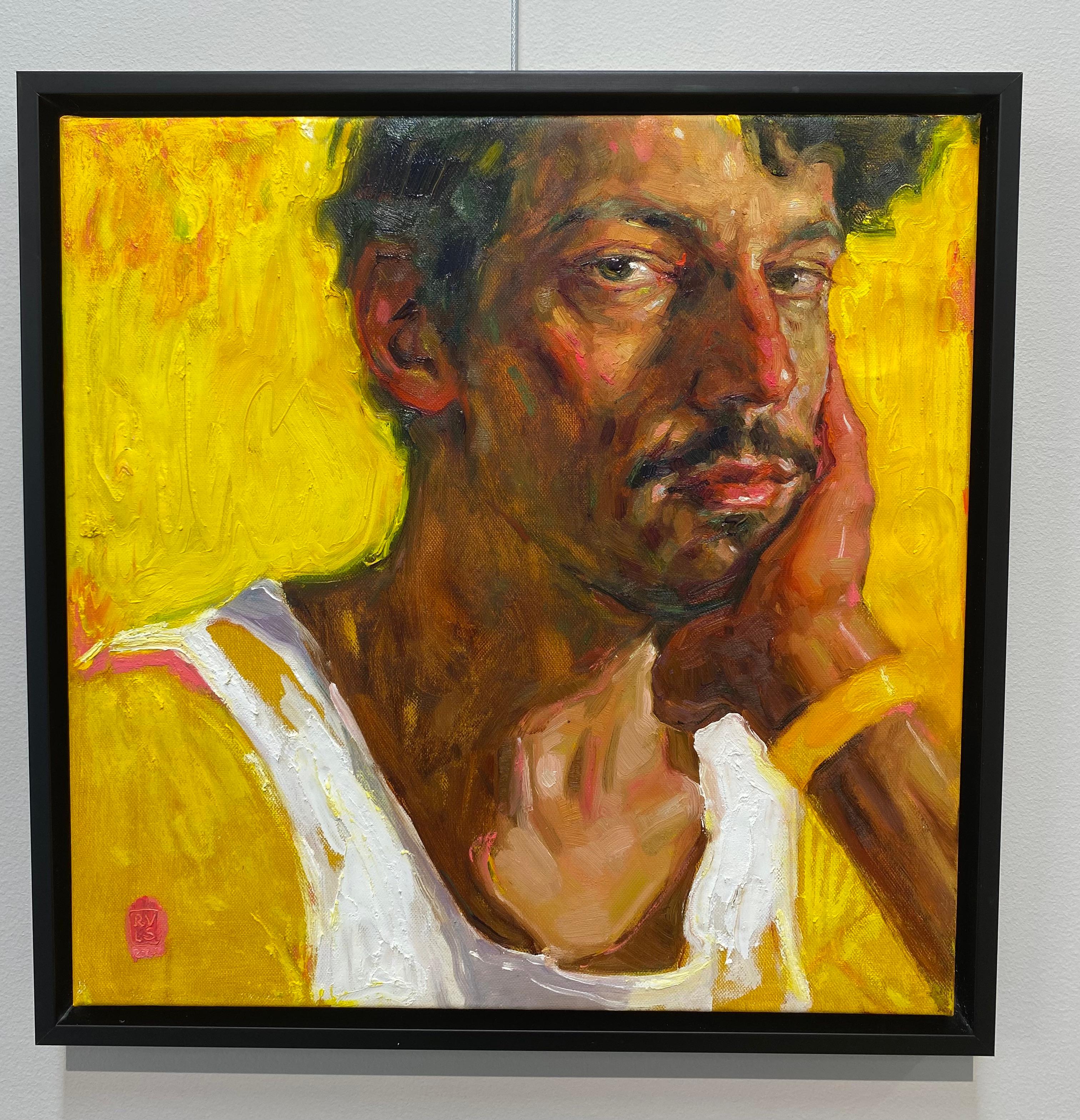 Humor amarillo - Retrato contemporáneo del siglo XXI - Painting de Tania Rivilis