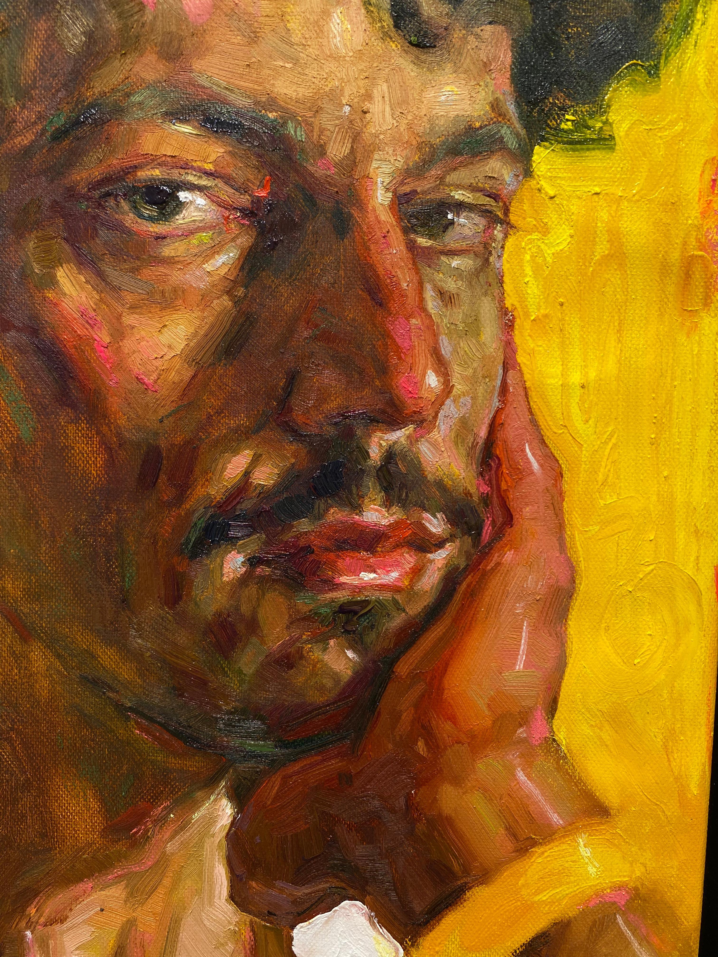 Humor amarillo - Retrato contemporáneo del siglo XXI - Painting Contemporáneo de Tania Rivilis