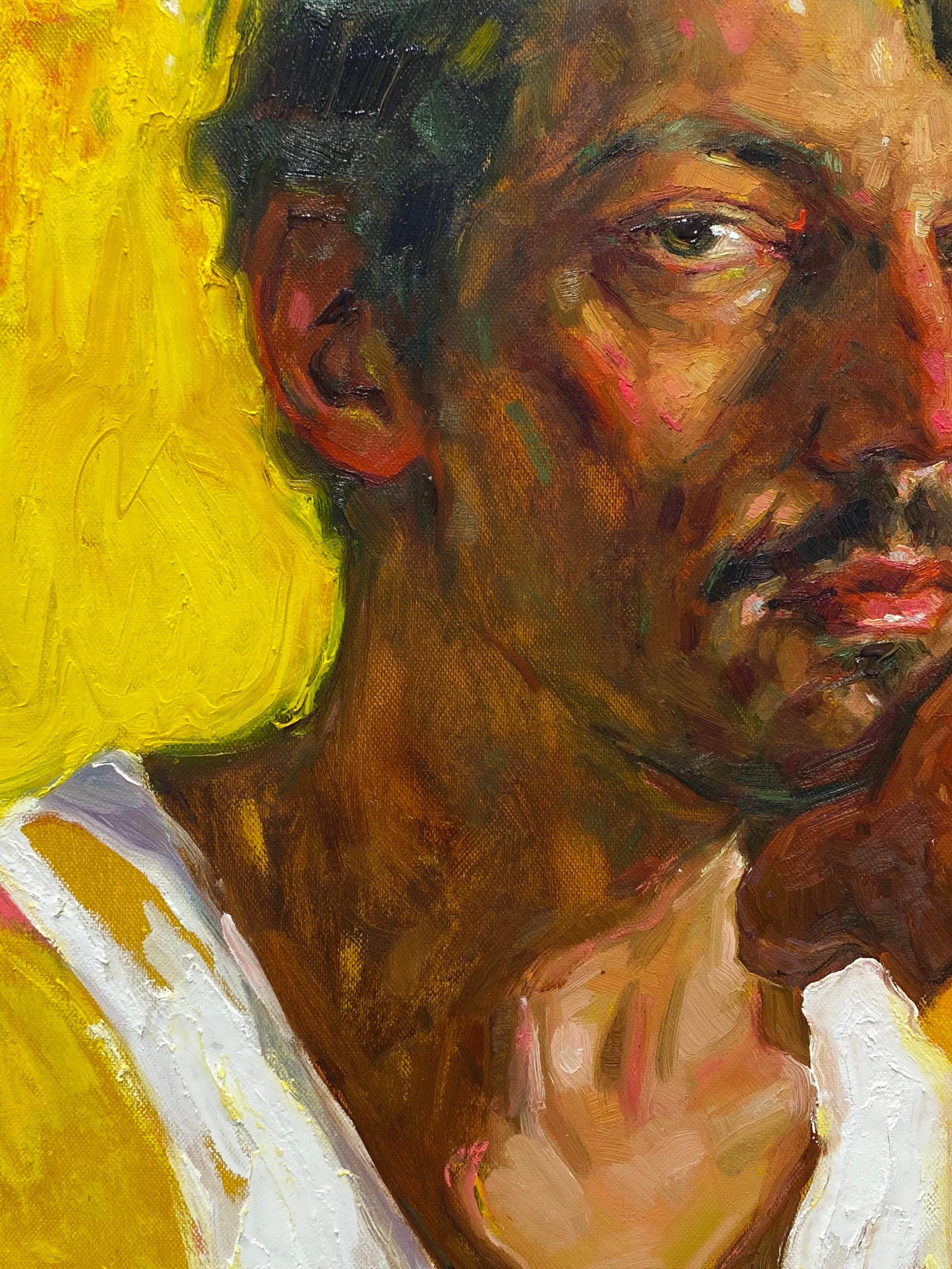 Humor amarillo - Retrato contemporáneo del siglo XXI - Figurative Painting Amarillo de Tania Rivilis