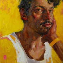 L'umore giallo - Ritratto di pittura contemporanea del 21° secolo