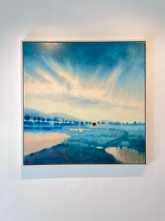 Downs bleu - Abstrait original Peinture de paysage britannique - Art contemporain