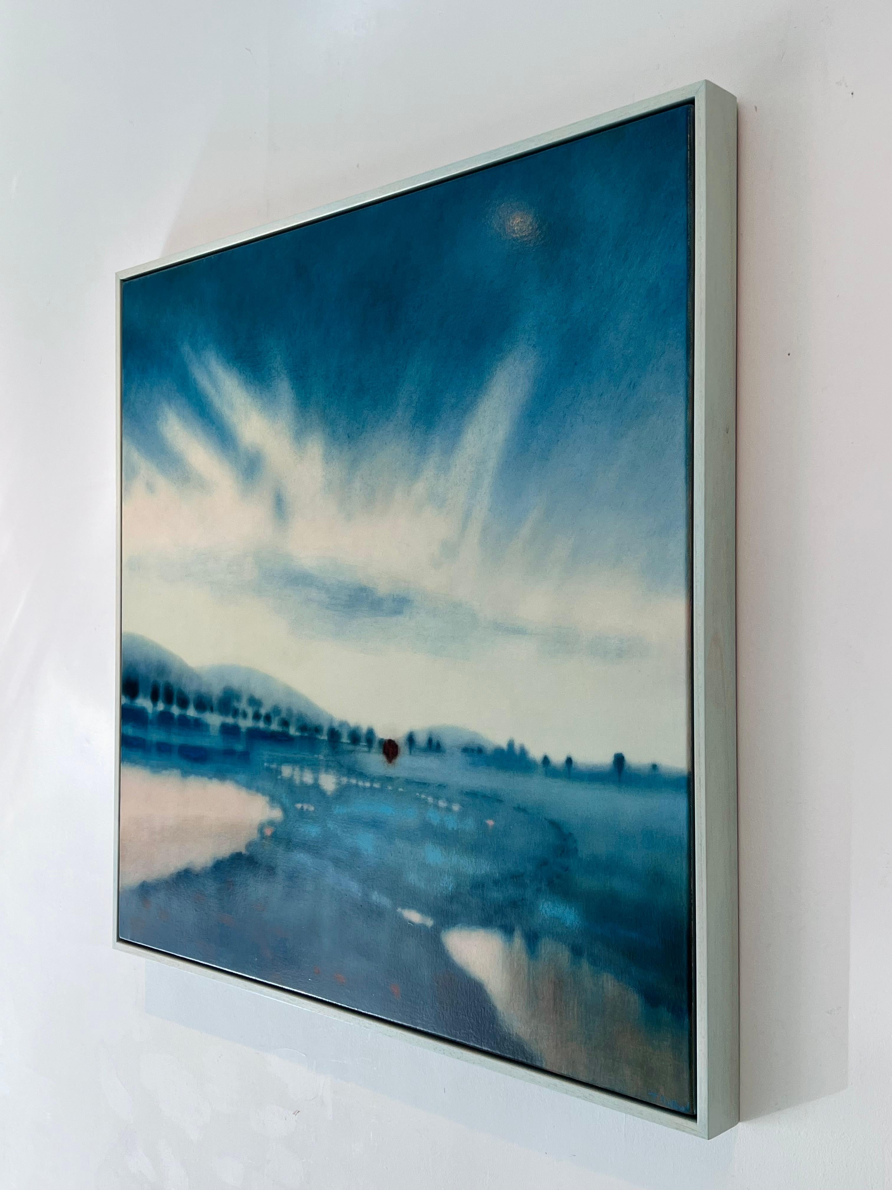 Downs bleu - Abstrait original  Peinture de paysage britannique - Art contemporain - Expressionnisme abstrait Painting par Tania Rutland