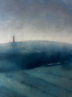 « Sheltering Foldes » - Peinture à l'huile abstraite représentant un paysage - Œuvre d'art contemporaine originale
