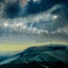« Sheltering Foldes » - Peinture à l'huile abstraite représentant un paysage - Œuvre d'art contemporaine originale