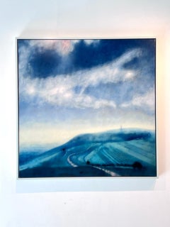 Sheltering Folds, peinture abstraite de paysage, huile sur toile, 100x100cm Signé