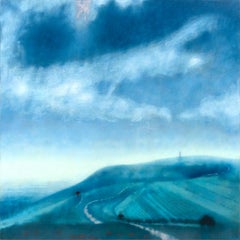 Sheltering Folds, peinture abstraite de paysage, huile sur toile, 100x100cm Signé