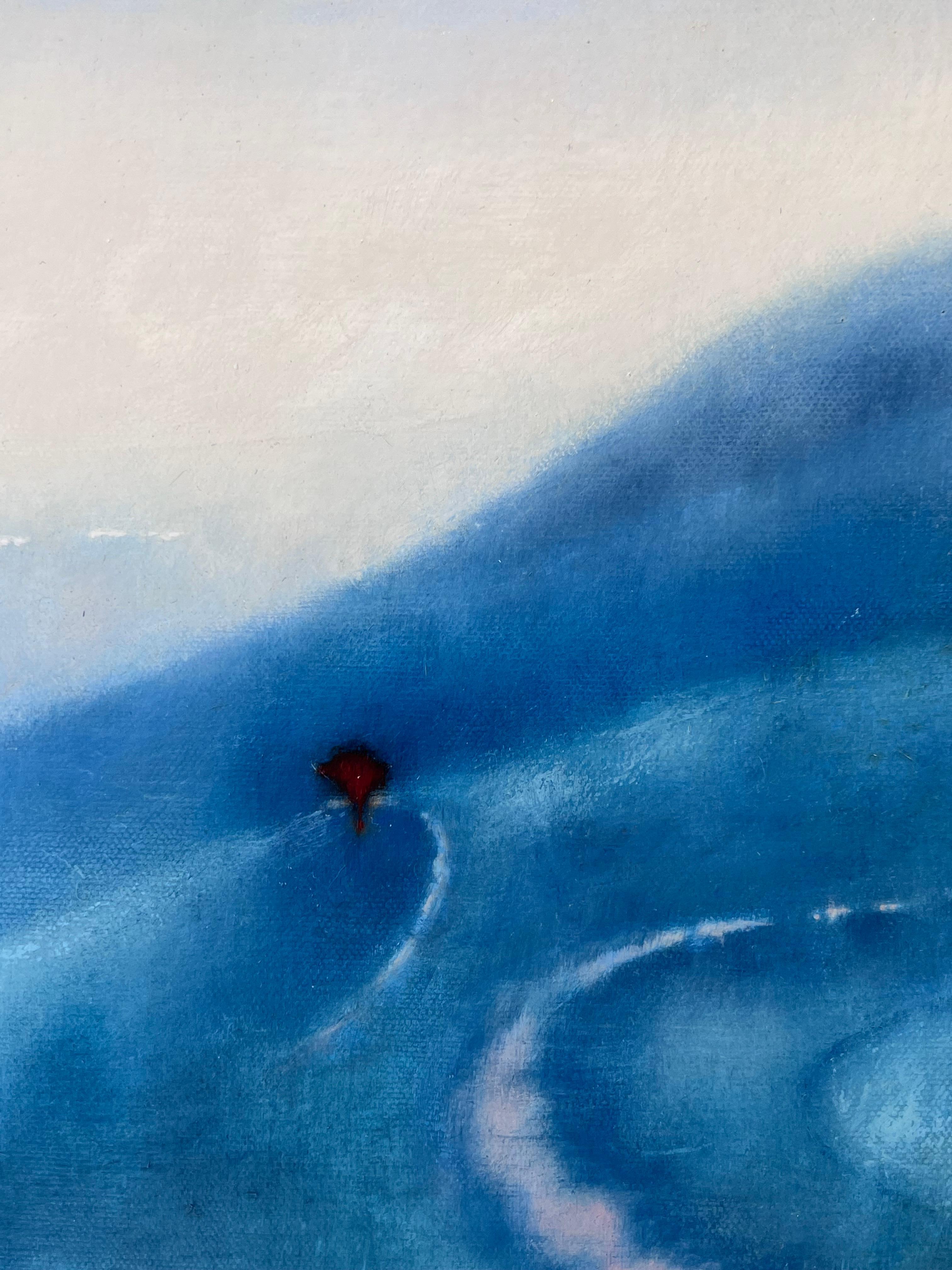 Sheltering Folds- Peinture abstraite originale de paysage britannique- Art contemporain - Bleu Abstract Painting par Tania Rutland