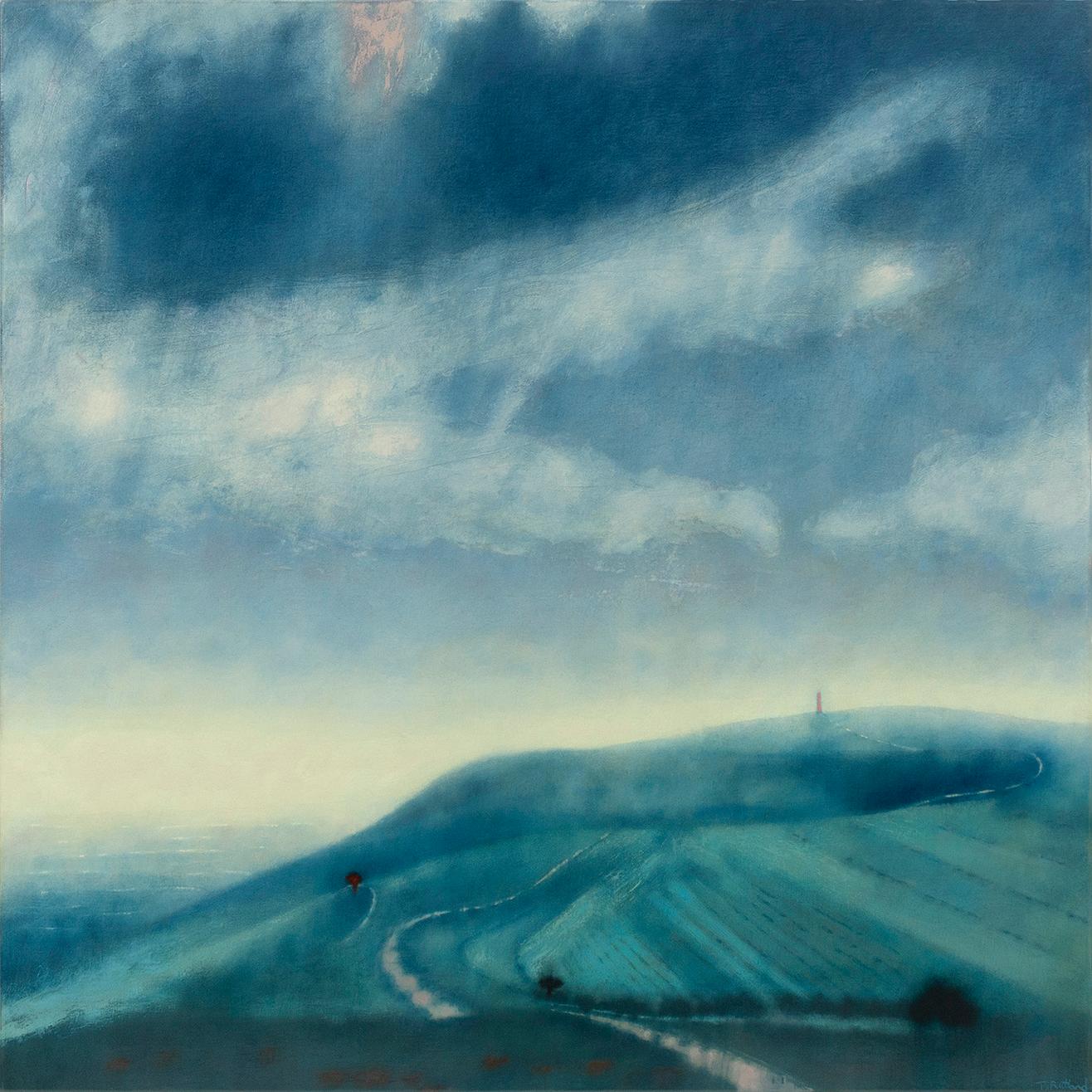Pliegues protectores- Pintura original británica abstracta de paisaje- Arte contemporáneo