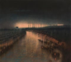 Time & Tide - Original Contemporary landscape artist Tania Rutland Gloomy night