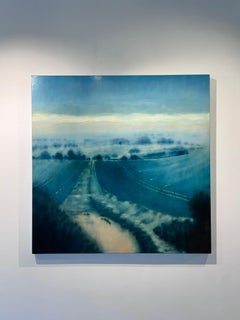 Watery Furrows Shine: Abstract Landscape Oil Painting, 100x100cm