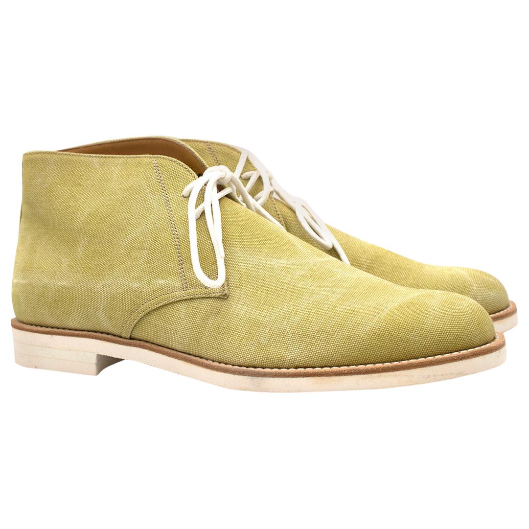 Tanino Crisci Pistachio Canvas Ankle Boots - Size EU 41