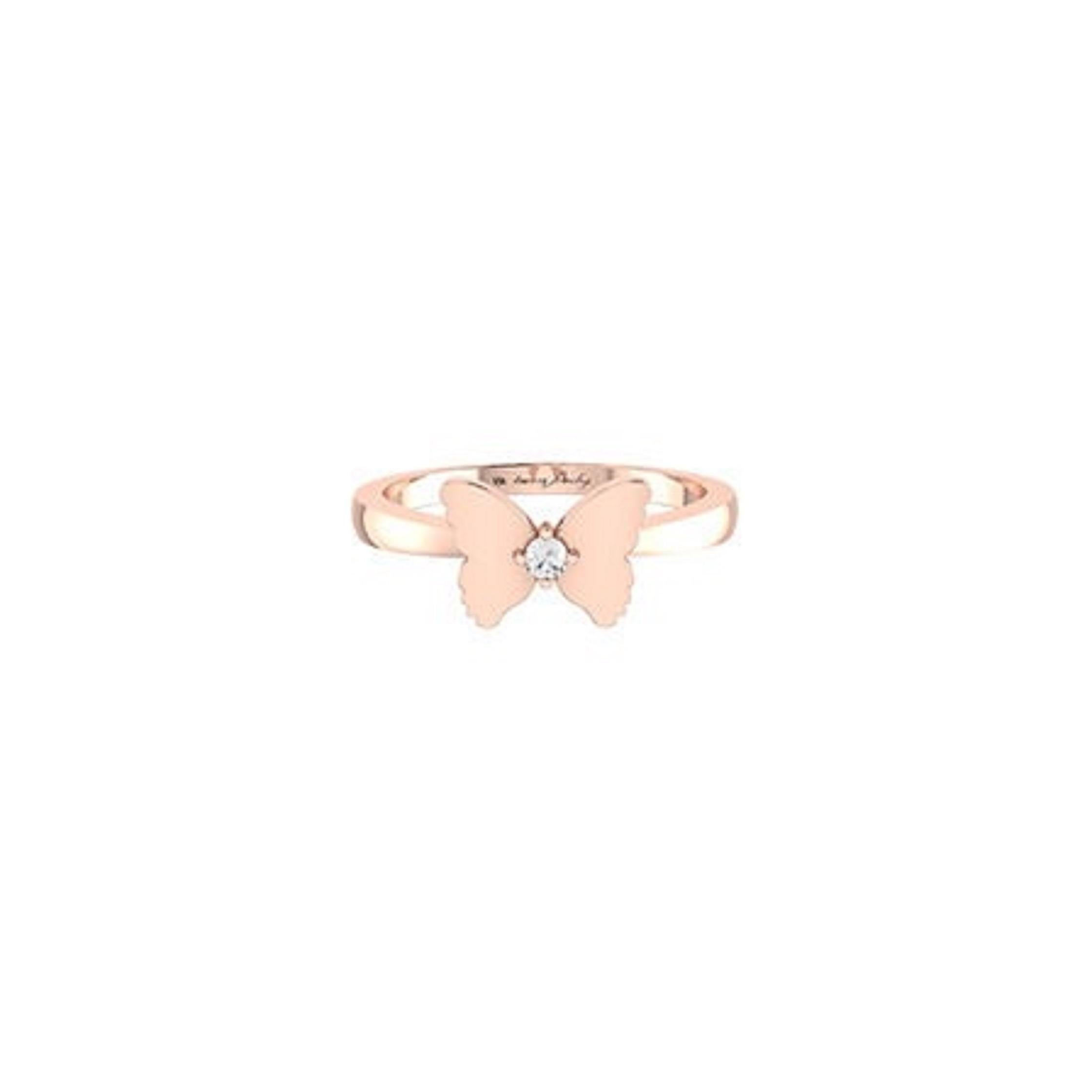 Taglio rotondo Tanisa Nahata Butterfly Diamond 0,025ct. Anello in oro 18 carati. in vendita