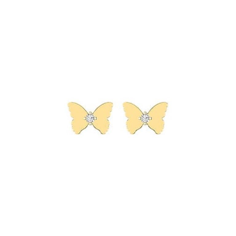 Elegant Diamond Dainty Golden Butterfly stud Earrings with Accent in 18K Yellow, White, and Rose Gold. These exquisite earrings feature a radiant butterfly motif, accentuated with sparkling diamonds, adding a delicate, whimsical touch to classic