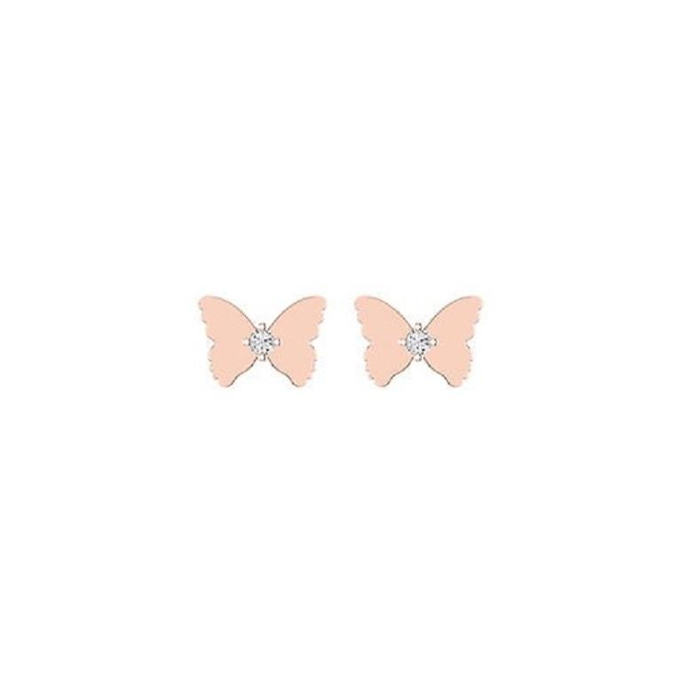 Round Cut Tanisa Nahata Diamond 0.03ct. Dainty Golden Butterfly Earrings in 18Karat Gold. For Sale