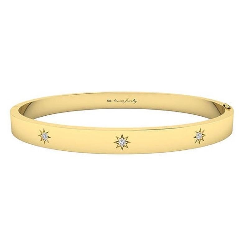 La Pulsera de Diamantes Starburst de oro de 18 quilates presenta radiantes estallidos de diamantes que añaden brillo y elegancia a su elegante diseño. Esta cautivadora pieza aporta un toque de glamour celestial, perfecto para elevar cualquier