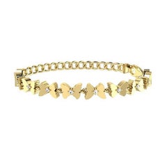Tanisa Nahata Diamond 0.15ct. Half Golden Butterfly Cuban Bracelet in 18KYG.