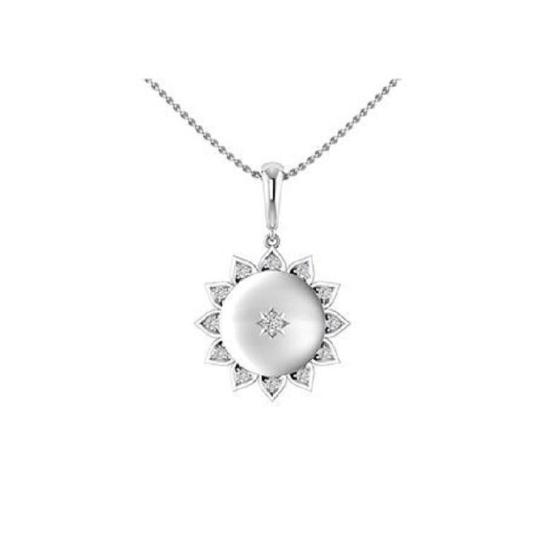 Taille ronde Tanisa Nahata Sunshine Diamond 0,16 carat Pendentif en or jaune 18 carats. en vente