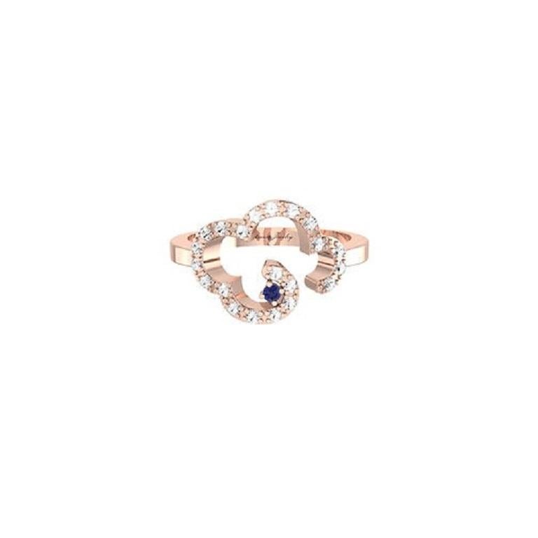 Taglio rotondo Tanisa Nahata Dainty Cloud Diamond  0,17ct. Anello fantasia in oro 18 carati. in vendita