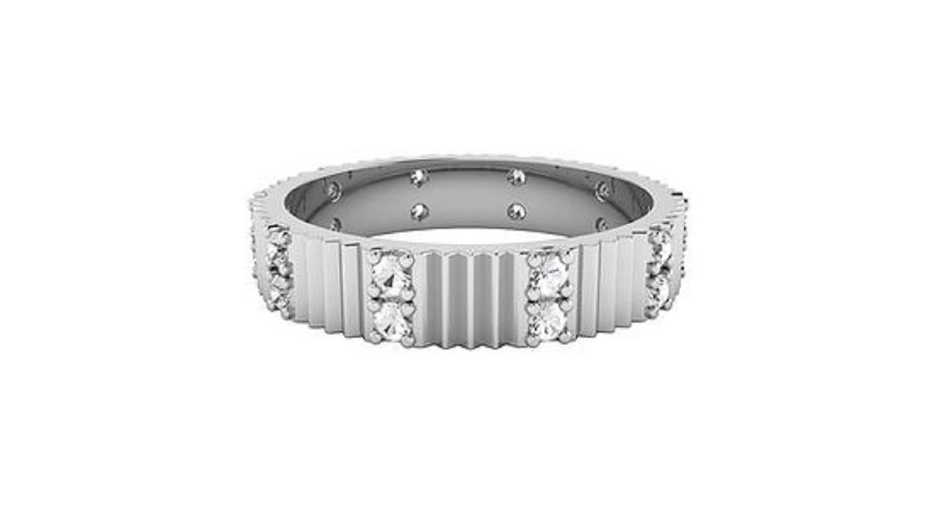 Contemporary Tanisa Nahata Diamond 0.27ct. Fluted Pillars Eternity Band Ring in 18Karat Gold. For Sale