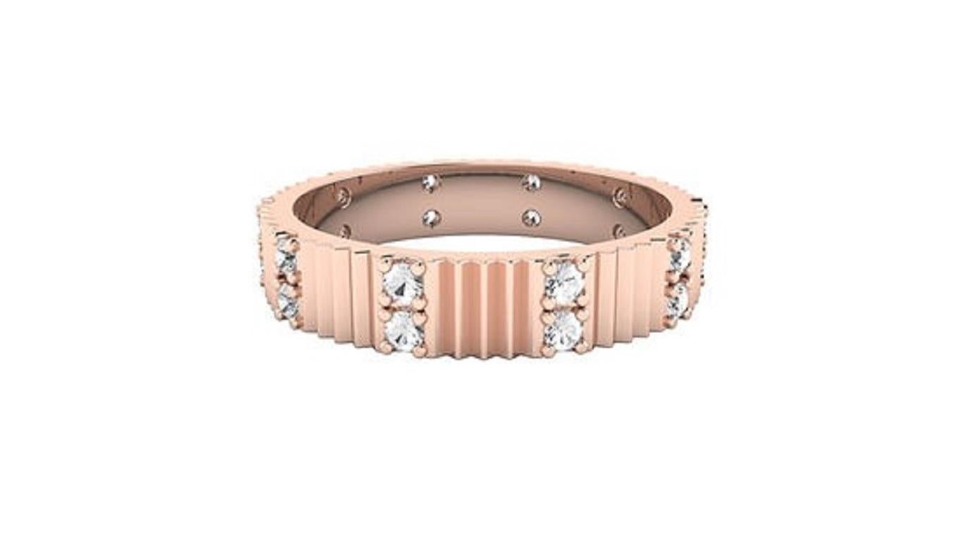 Round Cut Tanisa Nahata Diamond 0.27ct. Fluted Pillars Eternity Band Ring in 18Karat Gold. For Sale