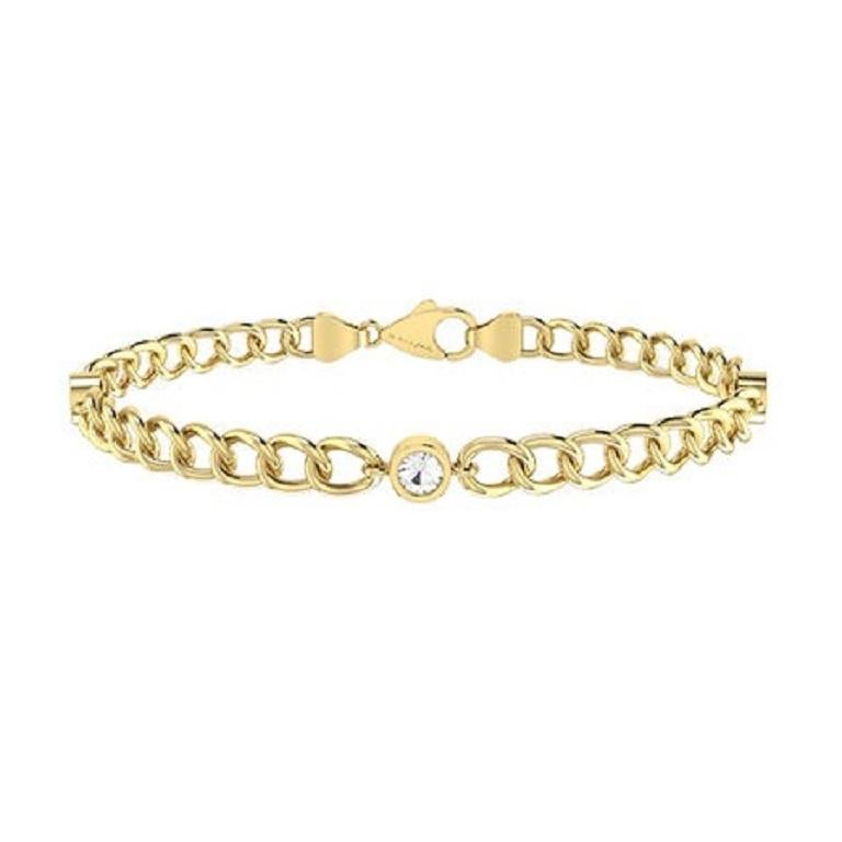 Contemporain Tanisa Nahata diamant 0,30 carat Bracelet cubain en or jaune 18 carats. en vente