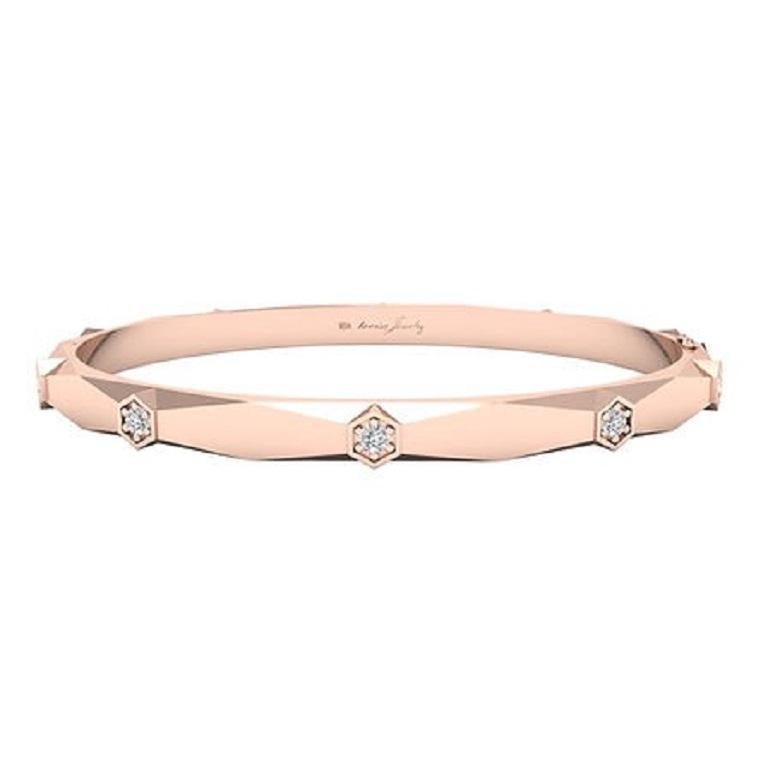 Taille ronde Tanisa Nahata Classic Diamond 0,32 carat Bracelet hexagonal miroir en or 18 carats. en vente