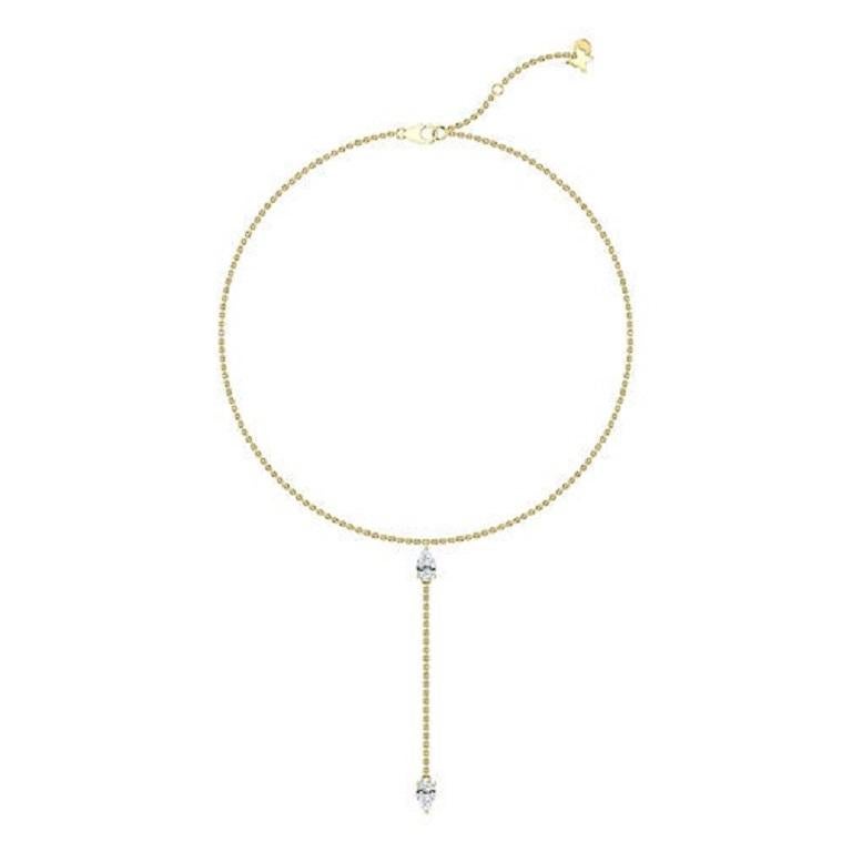 Diamante Tanisa Nahata 0.41ct. Collar Twin Pear Lariat de Oro de 18 quilates. en Nuevo estado para la venta en Hong Kong, HK