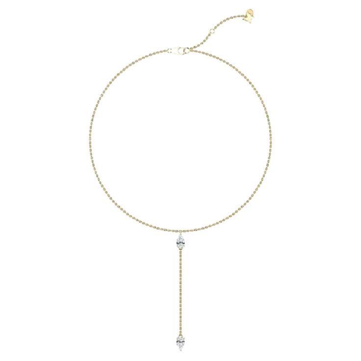 Tanisa Nahata Diamant 0.41 Karat. Twin Pear Lariat Halskette aus 18 Karat Gold.