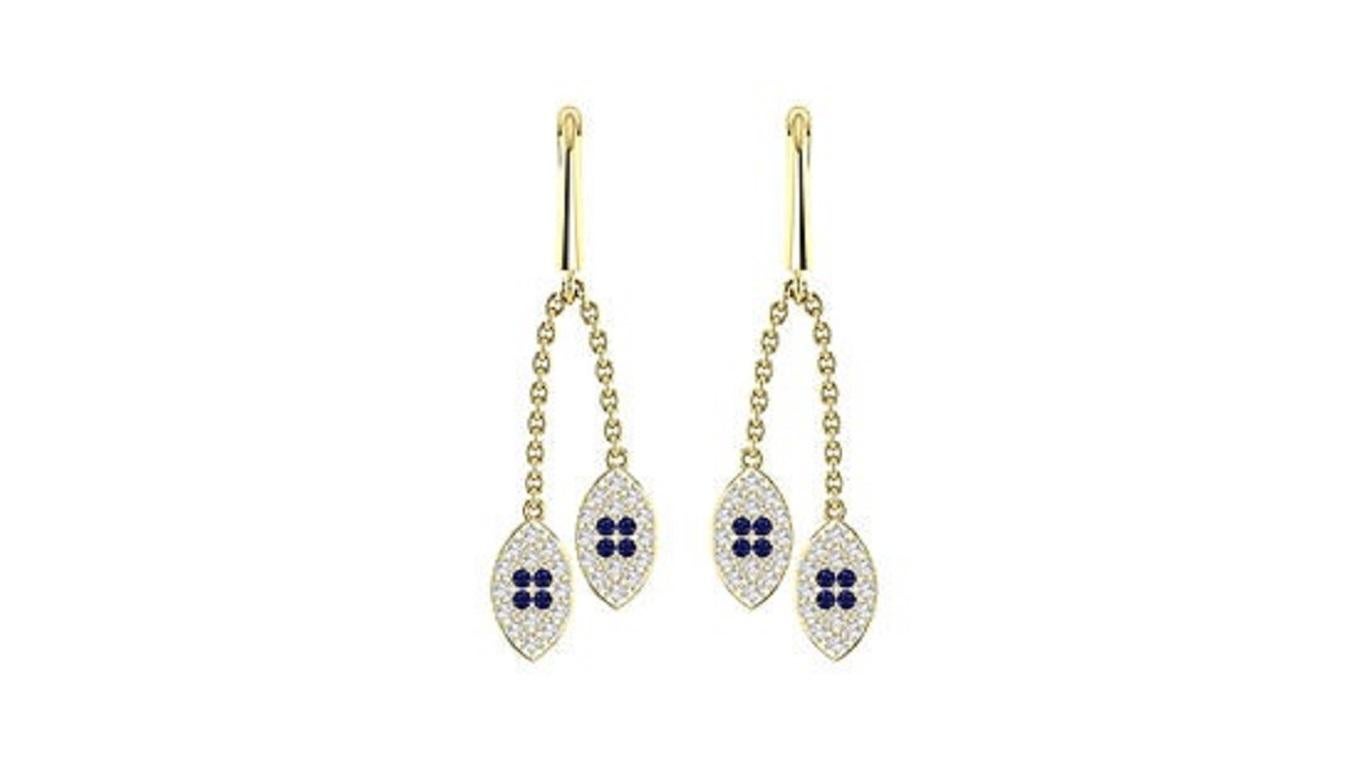 Ispirate alla fluidità dell'oceano, queste lacrime sono caratterizzate da orecchini pendenti a stella ornati da diamanti blu scintillanti come zaffiri. Disponibile in oro rosa, giallo e bianco a 18 carati, ogni variante offre un'eleganza distinta ma