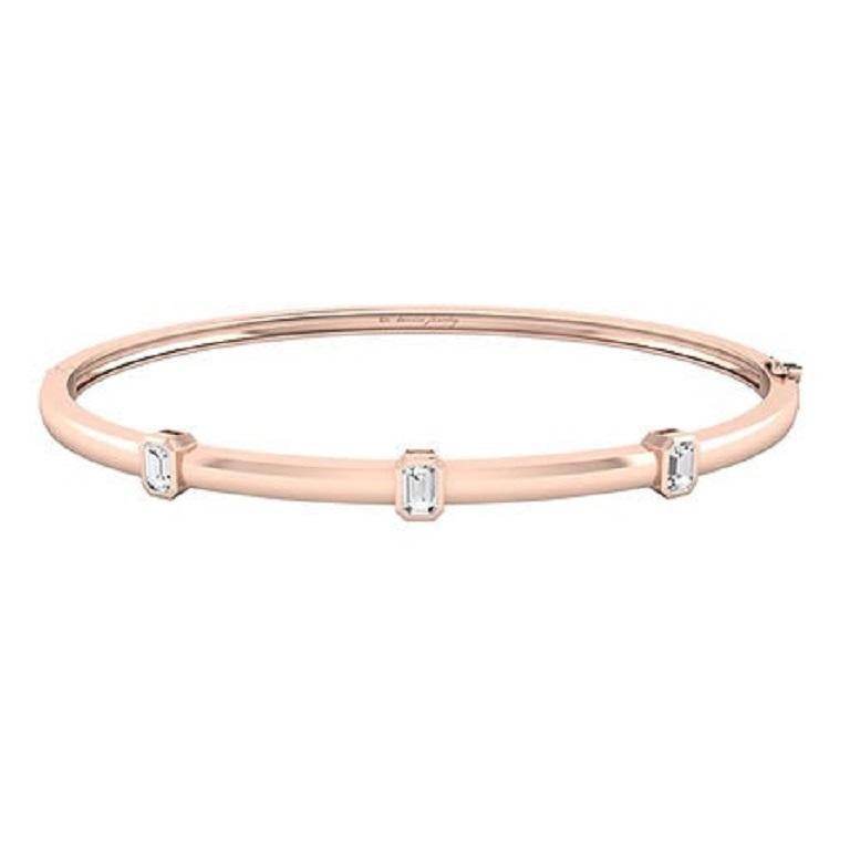 Taglio smeraldo Tanisa Nahata Diamante classico taglio smeraldo 0,44ct. Bracciale in oro 18 carati. in vendita
