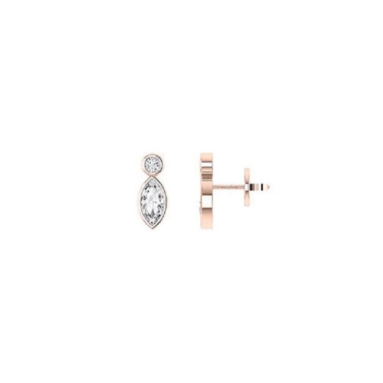 Contemporary Tanisa Nahata Marquise & Round Diamond 0.45ct. Stud Earrings in 18Karat Gold. For Sale