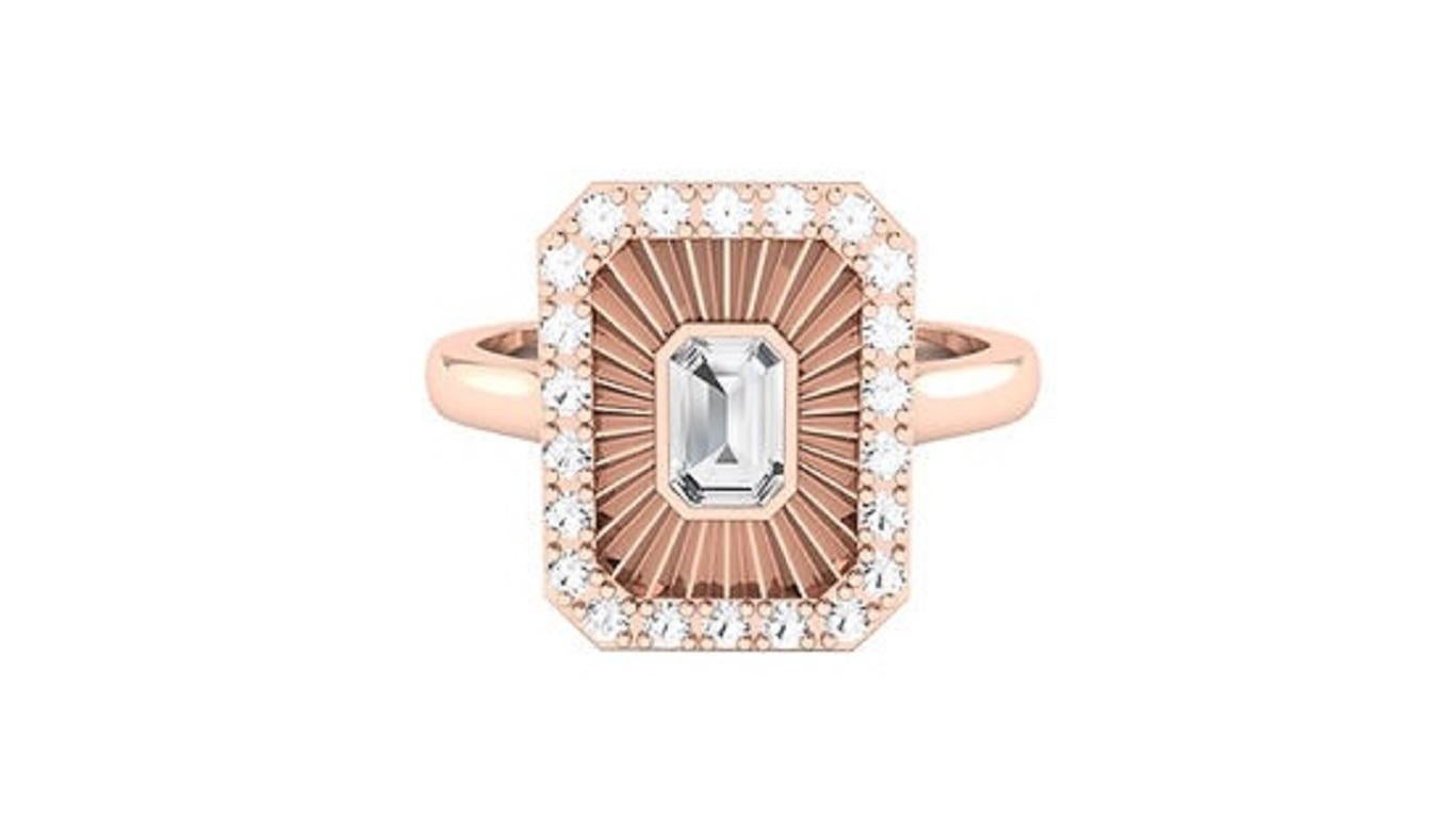 Round Cut Tanisa Nahata Diamond 0.46ct. Mirror Fancy Ring in 18Karat Gold. For Sale