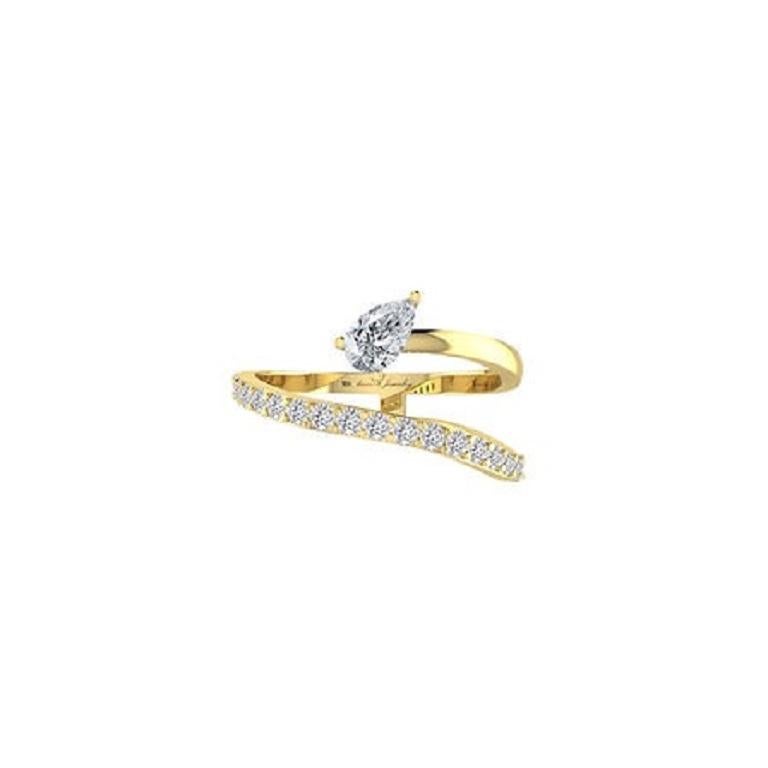 The Diamond Side Pear Wave Fancy Ring in 18K gold blends fluid elegance with modern flair, featuring twin pear-shaped diamonds set in a sleek wave design. Available in white, yellow, and rose gold, it’s a refined piece that captures light