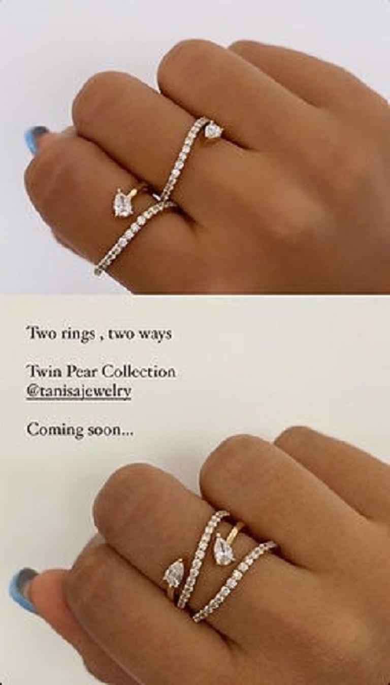 Pear Cut Tanisa Nahata Diamond 0.48ct. Side Pear Wave Fancy Ring in 18Karat Gold. For Sale