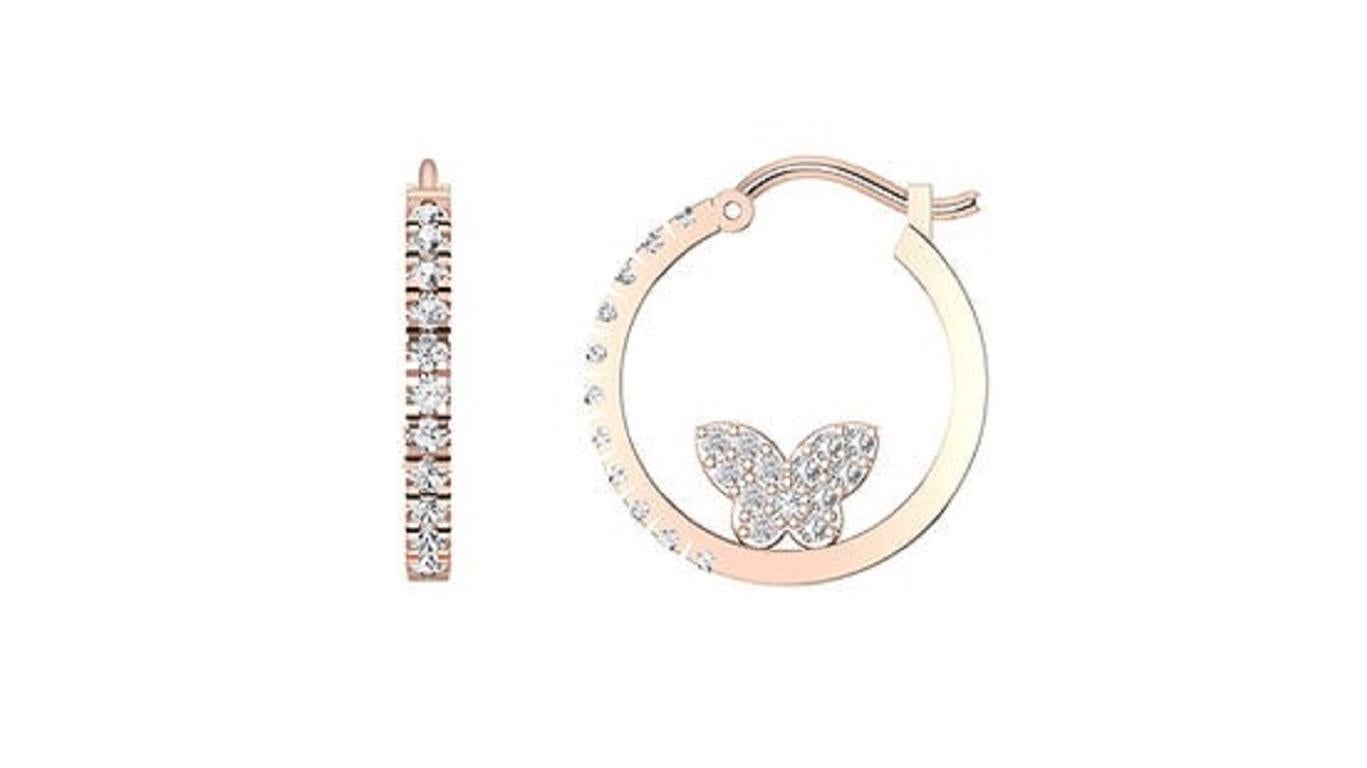 Contemporaneo Diamante Tanisa Nahata 0,52ct. Orecchini a cerchio con farfalla in oro 18 carati. in vendita