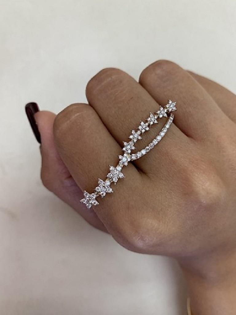 Tanisa Nahata Diamond 0.61ct. Shooting Star Two Finger Ring in 18Karat Gold. In New Condition For Sale In Hong Kong, HK