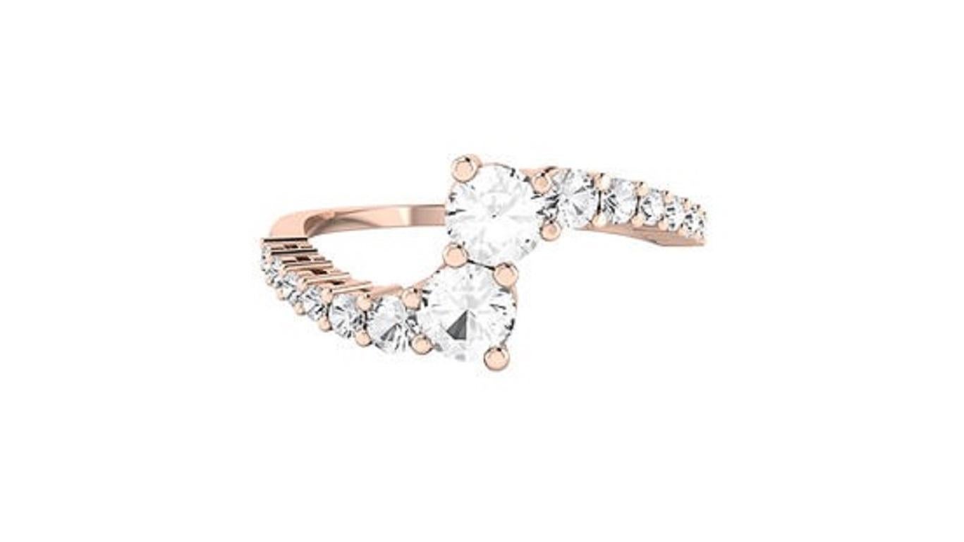 Round Cut Tanisa Nahata Diamond 0.64ct. Ocean Wave Fancy Ring in 18Karat Gold. For Sale