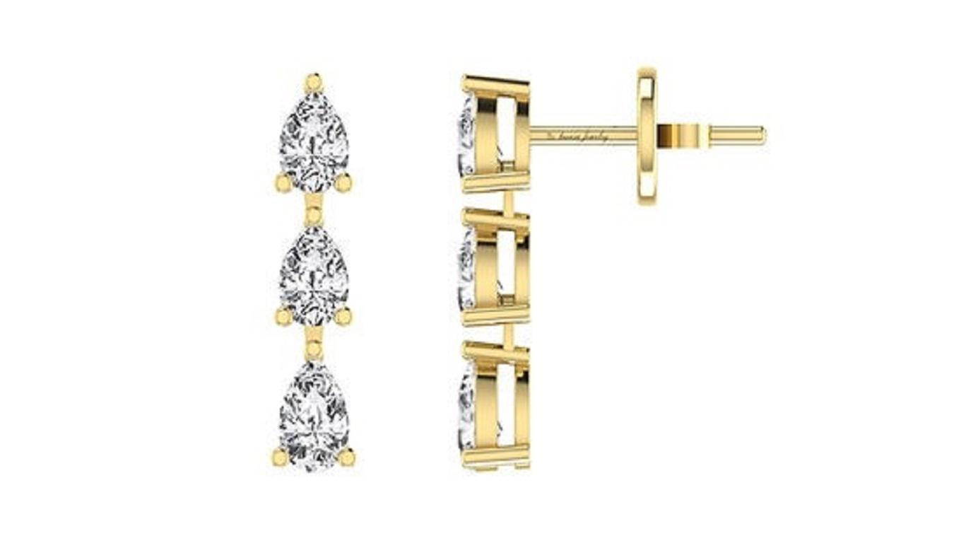 Contemporaneo Tanisa Nahata Tre Pear Drop Dangle Diamond 0,92ct. Orecchini in oro 18 carati. in vendita