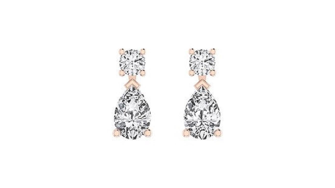 Taglio rotondo Tanisa Nahata Fancy Twin Pear Drops Diamante 1,00ct. Orecchini in oro 18 carati. in vendita