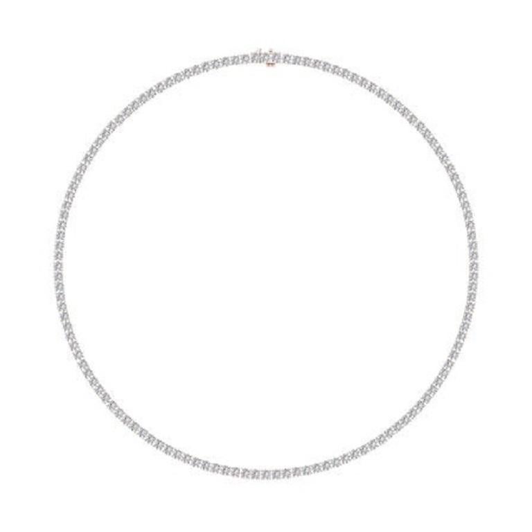 Round Cut Tanisa Nahata Diamond 10ct. Tennis Necklace in 18Karat Gold. For Sale