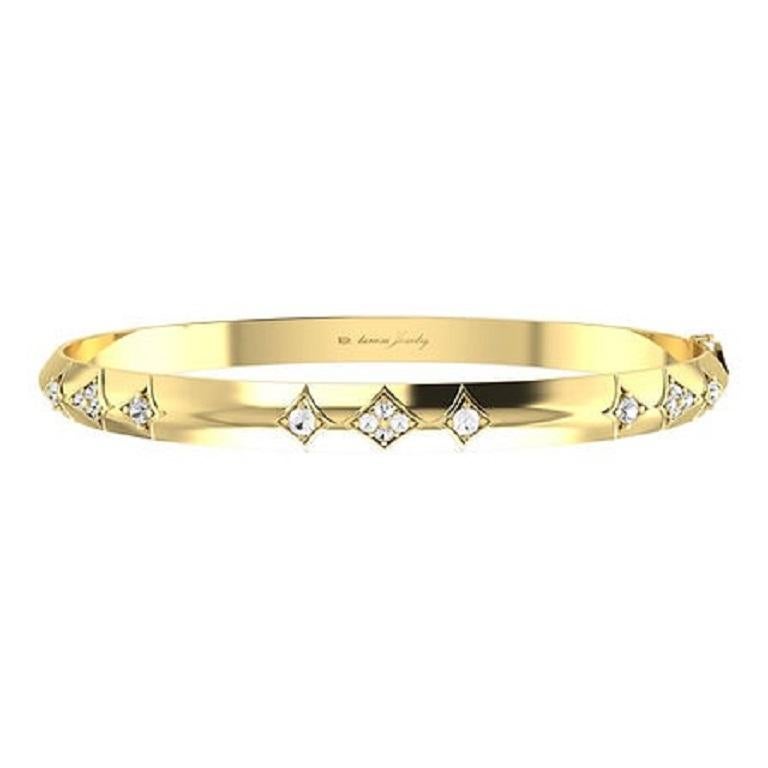 Round Cut Tanisa Nahata Diamond 1.036ct. Modern Reign Fancy Bangle in 18Karat Gold. For Sale