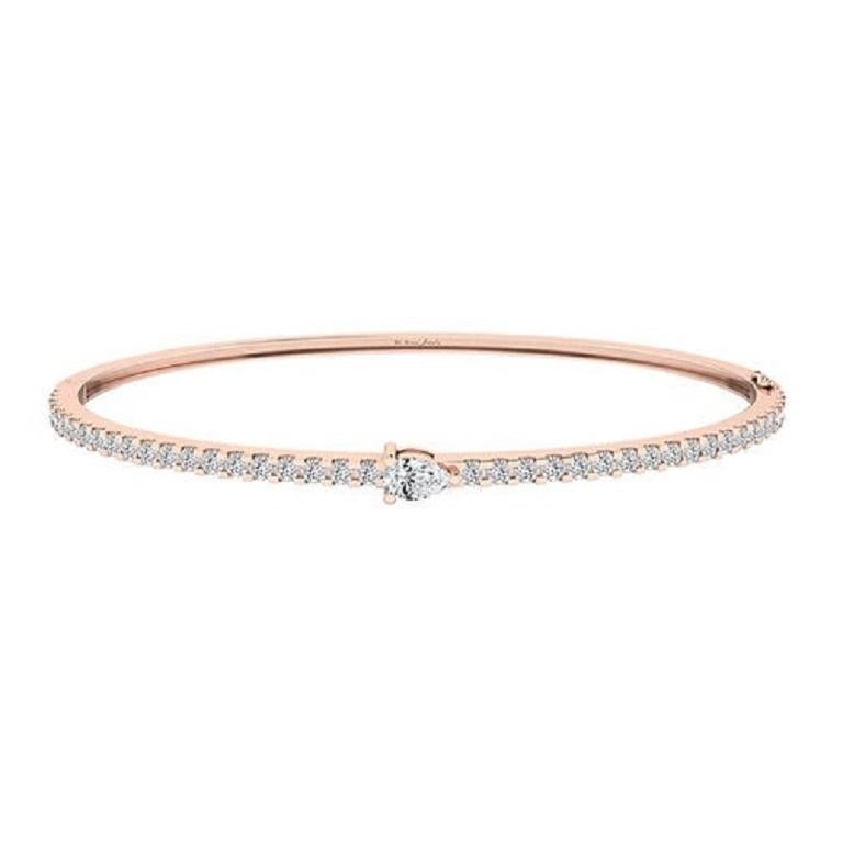 Pear Cut Tanisa Nahata Center Pear Diamond 1.05ct. Bangle in 18Karat Gold. For Sale