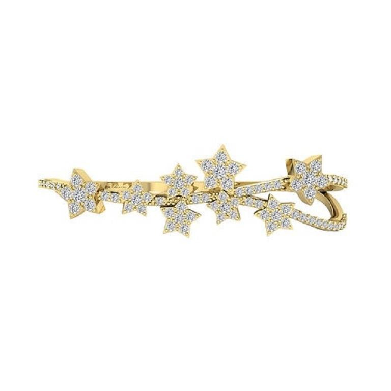 L'anello a due dita Diamond Starry Night in oro 18 carati brilla con una costellazione di diamanti, creando un design abbagliante di ispirazione celeste che si estende elegantemente su due dita. Audace ma raffinato, è un pezzo forte che cattura la