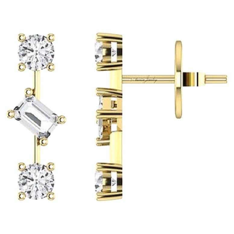 Tanisa Nahata Emerald & Round Shape Diamond 1.20ct. Drop Earrings in 18K Gold. For Sale