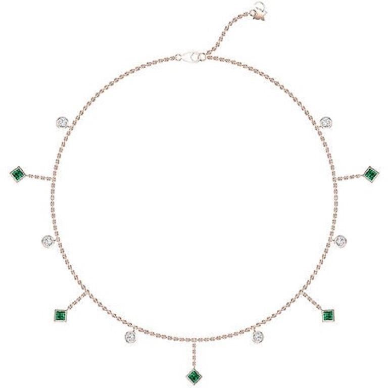 Quadrato Tanisa Nahata Smeraldo e Diamante 1,27ct. Collana a goccia in oro 18 carati. in vendita