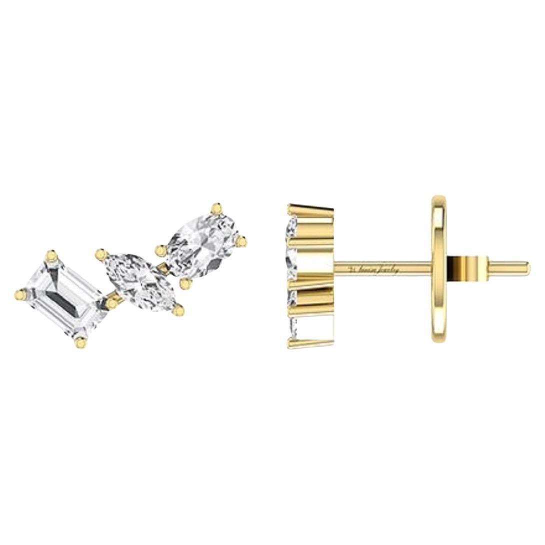 Tanisa Nahata Diamante fantasía multiforma 1,28ct. Pendientes de oro de 18 quilates.