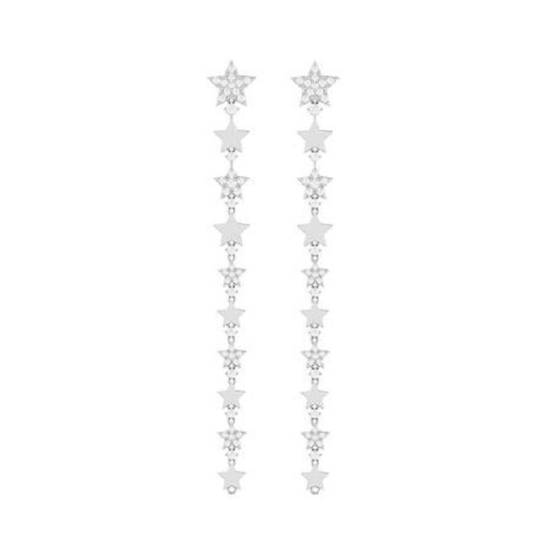 Taglio rotondo Diamante Tanisa Nahata 1,50ct. Orecchini pendenti Star Fall in oro 18 carati. in vendita