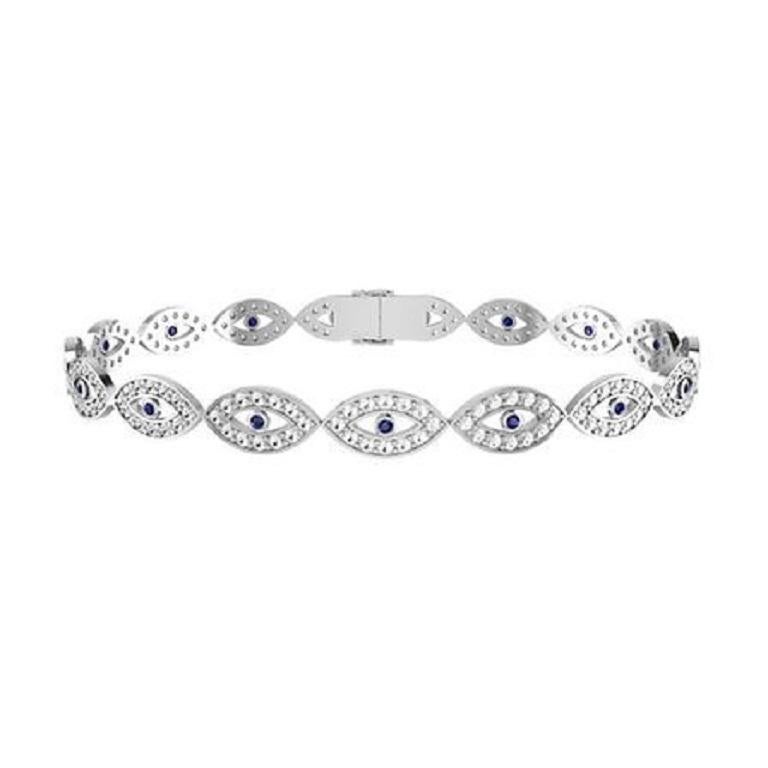 Contemporary Tanisa Nahata Diamond & Blue sapphire 1.57ct. Evil Eye Bracelet in 18Karat Gold For Sale